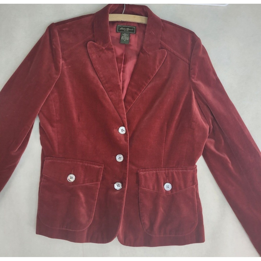 Eddie Bauer Women Size 6 Blazer Burgundy Red Sport Coat Jacket 3 Button Pockets
